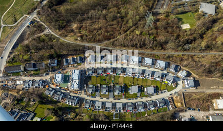 New development area MARK'SCHER BOGEN, condominiums, private houses An der Holtbrügge, settlement, new housing estate in oval shape in Bochum, Ruhr area, North Rhine-Westphalia, Germany Stock Photo