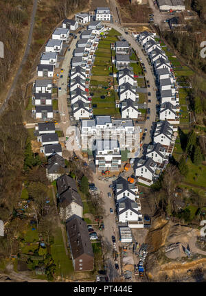 New development area MARK'SCHER BOGEN, condominiums, private houses An der Holtbrügge, settlement, new housing estate in oval shape in Bochum, Ruhr area, North Rhine-Westphalia, Germany Stock Photo