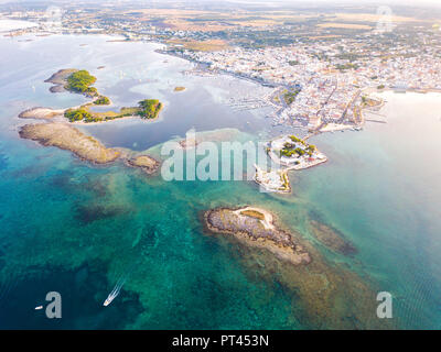Village of Porto Cesareo aerial view, Taranto province, Apulia, Salento, Italy, Europe, Stock Photo