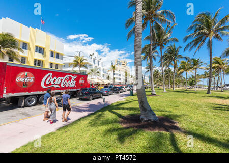Pedestrian lane, Ocean Drive, Miami Beach, Florida, USA, North America Stock Photo