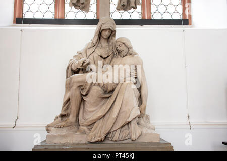 Interior and decor with statue inside Jesuitenkirche church for people visit and respect pray at Heidelberg on August 25, 2017 in Baden-Wurttemberg, G Stock Photo