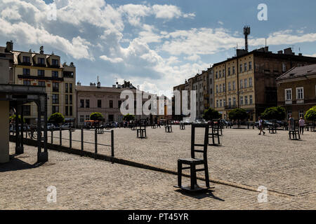 Europe, Poland, Lesser Poland, Krakow, district Kazimierz, Plac Bohaterów Getta / Ghetto Heroes Square Stock Photo