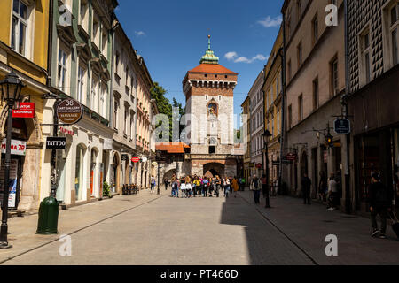 Europe, Poland, Lesser Poland, Krakow, St. Florian's Gate and St. Florian's Street Stock Photo