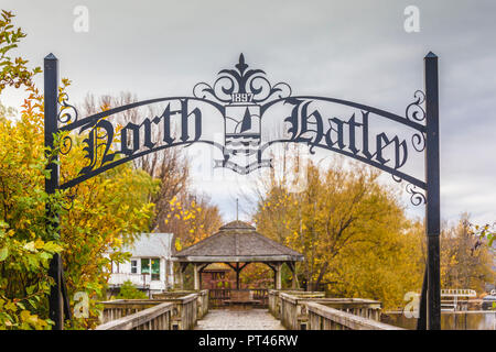 Canada, Quebec, Estrie Region, North Hatley, village view, autumn Stock Photo