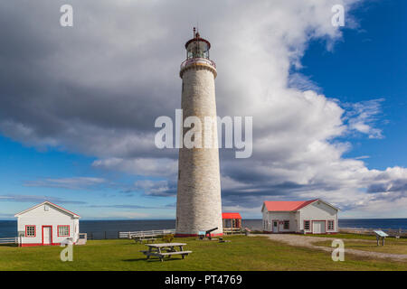 Canada, Quebec, Gaspe Peninsula, Cap-des-Rosiers, Cap-des-Rosiers Lighthouse Stock Photo