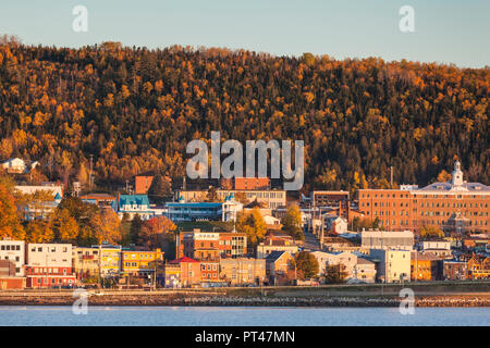 Canada, Quebec, Gaspe Peninsula, Gaspe, town view, dawn Stock Photo