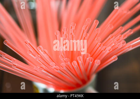 Plastic drinking straws Stock Photo
