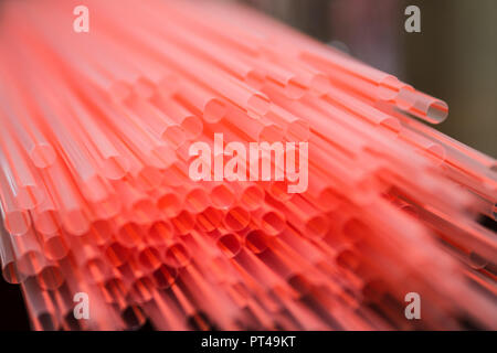 Plastic drinking straws Stock Photo