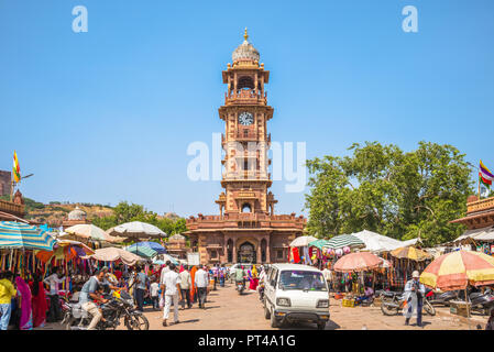 Sardar Market and Ghanta ghar Clock tower, jodhpur Stock Photo