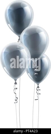 Silver Party Balloons Graphic Stock Vector