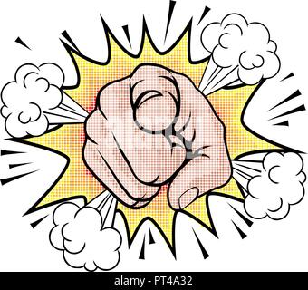 Wants You Pop Art Pointing Cartoon Hand Stock Vector