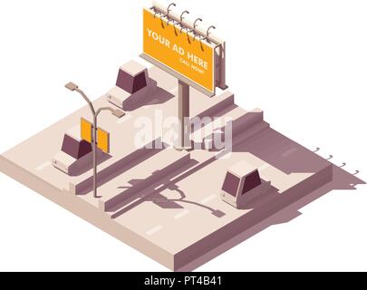 Vector isometric billboard on road Stock Vector