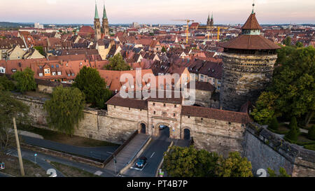 Old City walls and tower gate, Nuremberg, Germany Stock Photo