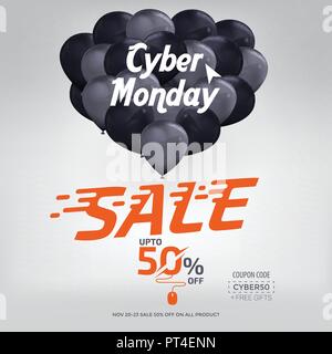 Cyber Monday Sale Banner Ad Vector Template Design Stock Vector