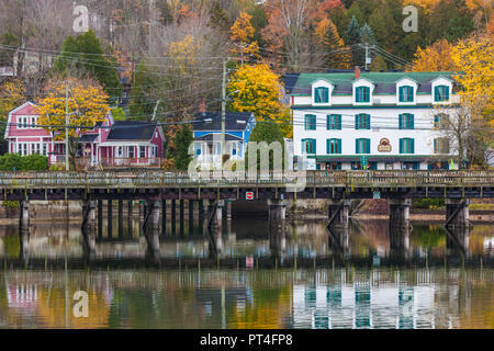 Canada, Quebec, Estrie Region, North Hatley, village view, autumn Stock Photo