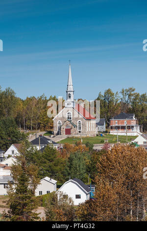 Canada, Quebec , Capitale-Nationale Region, Charlevoix, Saint-Fidele, elevated village view Stock Photo