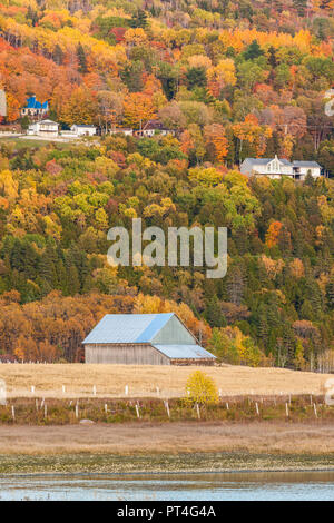 Canada, Quebec , Capitale-Nationale Region, Charlevoix, Baie St-Paul, farm, autumn Stock Photo