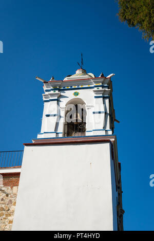 Bell tower detail of Virgin Mary of the Assumption church in Santa María del Tule, Mexico Stock Photo