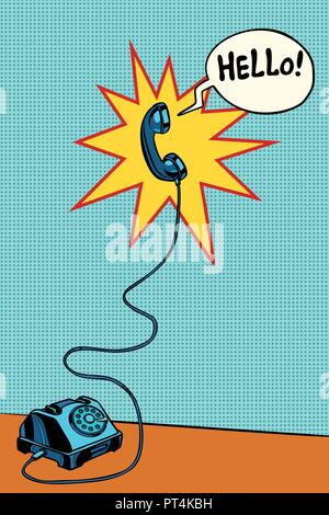 Illustration of Isolated Cartoon Retro Rotary Telephone. Vector EPS 8 ...