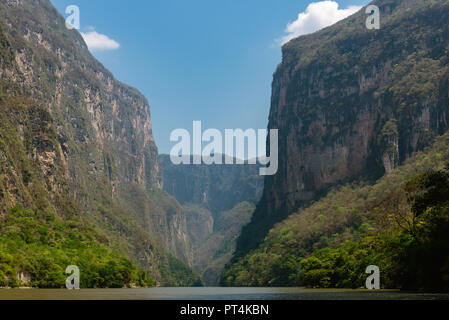 Steep walls and river of Sumidero Canyon in Chiapas State, Mexico Stock Photo
