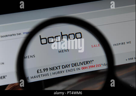 Boohoo website seen through a magnifying glass Stock Photo