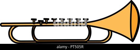 trumpet instrument over white background, vector illustration Stock Vector