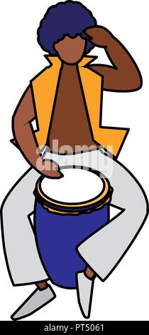 man playing a congas over white background, vector illustration Stock Vector