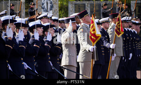 Bron, France, October 6th 2018: Mrs Florence Parly, French minister of the Armed Forces, is seen in Bron (Central-Eastern France) on October 6, 2018 as she attends the naming ceremony of 2017 Promotion at French Military Heath School - ESA-  Bron in the presence of Medecin General Maryline Gygax, Senior Medical Officer of French armies and many military and civil personalities. Credit Phto: Serge Mouraret/Alamy Live News Stock Photo