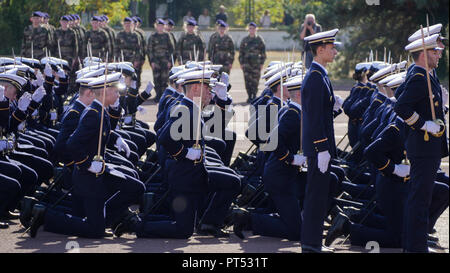 Bron, France, October 6th 2018: Mrs Florence Parly, French minister of the Armed Forces, is seen in Bron (Central-Eastern France) on October 6, 2018 as she attends the naming ceremony of 2017 Promotion at French Military Heath School - ESA-  Bron in the presence of Medecin General Maryline Gygax, Senior Medical Officer of French armies and many military and civil personalities. Credit Phto: Serge Mouraret/Alamy Live News Stock Photo