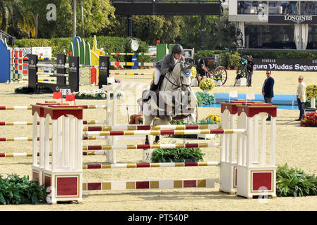 The German rider Philipp Weihaupt during his participation in the Queen's Cup Segura Viudas during the CSIO (Official International Jumping Competition) Barcelona 2018 at the Real Club de Polo de Barcelona. Stock Photo