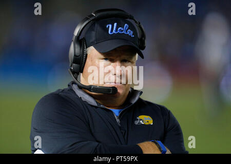 October 06, 2018 UCLA Bruins head coach Chip Kelly in action during the football game between the UCLA Bruins and the Washington Huskies at the Rose Bowl in Pasadena, California. Charles Baus/CSM Stock Photo