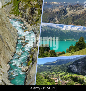 Collage of tourist photos of the Switzerland. Stock Photo