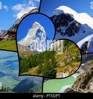 Collage of tourist photos of the Switzerland. Stock Photo