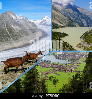 Collage of tourist photos of the Switzerland. Stock Photo