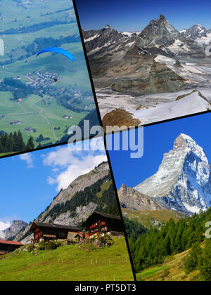 Collage of tourist photos of the Switzerland. Stock Photo