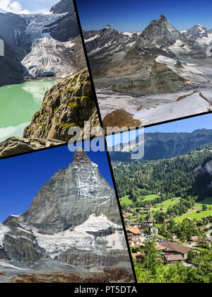 Collage of tourist photos of the Switzerland. Stock Photo