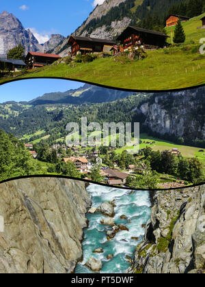 Collage of tourist photos of the Switzerland. Stock Photo