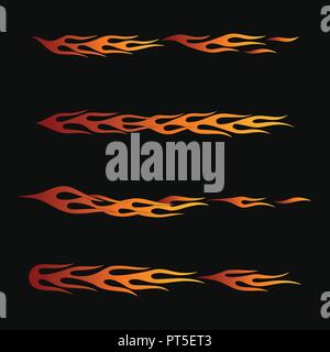 fire flames in tribal style for tattoo, vehicle and t-shirt decoration design. Vehicle Graphics, Stripe, Vinyl Ready collection set Stock Vector