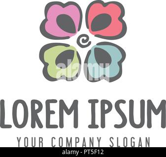 abstract Flower logo. handrawn design concept template Stock Vector