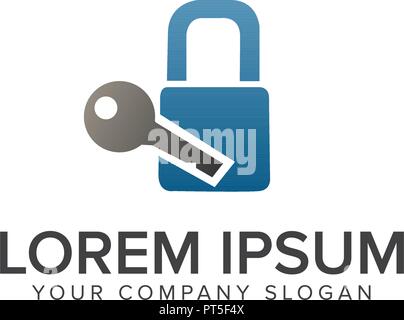 Keys and padlock logo design concept template Stock Vector