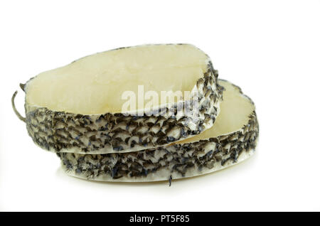 Pieces of raw cod fish fillets on white background Stock Photo