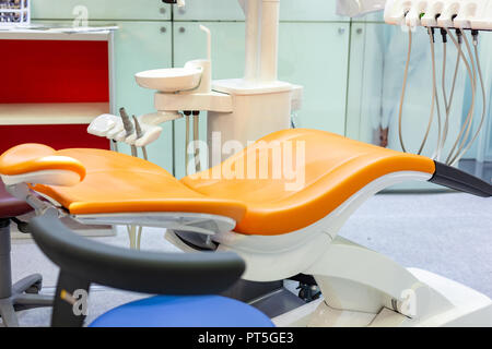 Modern Dental Clinic, Dentist chair and other accessories used by dentists. Dental concept Stock Photo