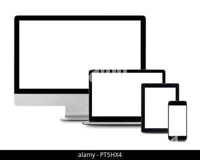 Blank digital device screens. Stock Photo