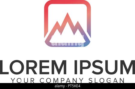minimalist mountain logo design concept template Stock Vector