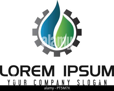 Energy liquid gear logo. oil gas industrial logo design concept template Stock Vector