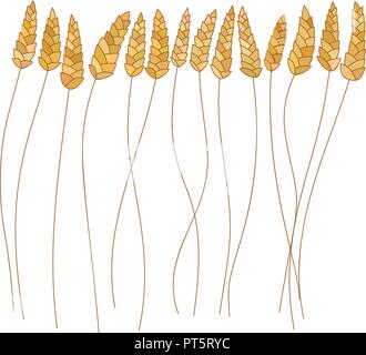 vector set of cartoon doodle wheat plants Stock Vector