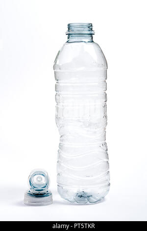 Empty plastic bottle, environmental issue. Plastic waste problem, reusable or disposable. Stock Photo