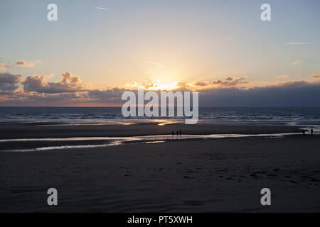 Blackpool beach golden sunset Stock Photo