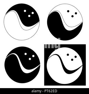 abstraction from the line, circles and spheres, bowling minimalist creative logo Stock Vector