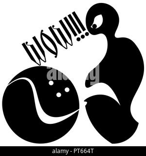 fun bowling ball, wow funny minimalist typography Stock Vector